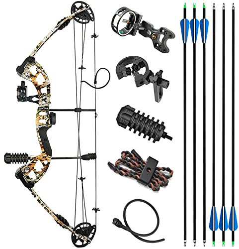 ZSHJG Compound Bogen Set Bogenset für Bogenschießen Sportbogen Verstellbarer Jagd Compoundbogenset 30-55 lbs 310fps Jagdausrüstung mit Komplettes Zubehör Kit