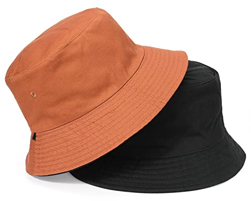 TAGVO Fischerhut Beideseitig Tragen Damen Große Bucket Hat XXL Sonnenhut Outdoor Unisex 100% Baumwolle Faltbar Sommerhut Eimerhut Für Kopf 58-65