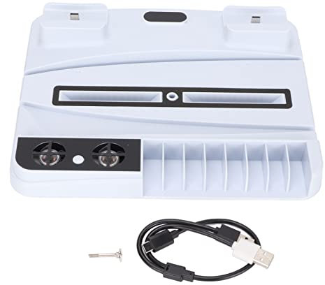 Controller di ricarica Base di raffreddamento Ricarica rapida sicura 3 velocità del vento e luci a LED Maniglia per caricabatterie con luce a LED per PS5(Bianco)