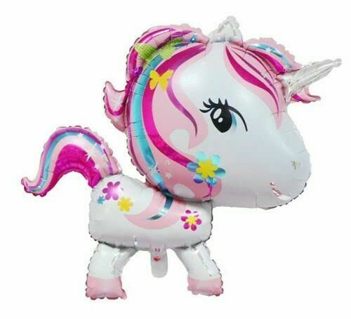 Zebra Balloons Big Head Einhorn-Folienballon, 59 cm, Weiß
