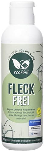 ecoPhil Bio Universal Fleckenentferner für Kleidung | Entfernt mühelos Blut - Rotwein - Fett - Kaffee - Make-up - Tinte - Saucen und mehr | Vegan-Zertifiziert | Made in Germany (1)