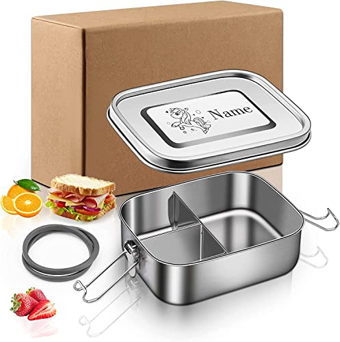 OXYEFEI Fiambrera Infantil,Lunch Box con Compartimentos, Loncheras Para de Inoxidable, Antifugas y Calentamiento Por Microondas. Para Niños y Adultos. (B)
