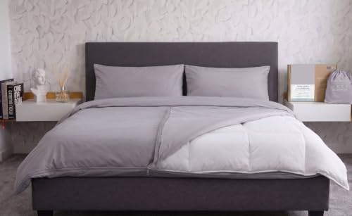 lekka Easy-Change Zip-Around Duvet Cover Set - 3-Sided Chunky Zipper, Easy-Iron Microfibre Bedding (Grey, Double) - Includes 1 Quilt Cover & 2 Pillowcases