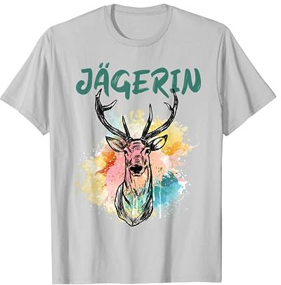 Jagen Hirsch Jagdbekleidung Jagdschein Damen Jagd Jägerin T-Shirt