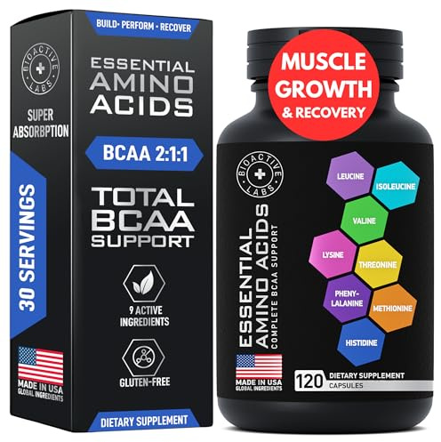 Essential Amino Acids Supplement for Women & Men - Vegan BCAA Amino Acid Complex for Muscle Growth with All 9 BCAAs Essential Aminos - Advanced Workout Power & Recovery Formula - 120 EAA BCAA Pills