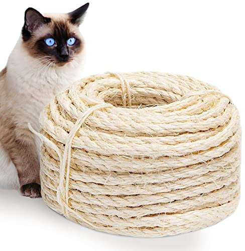 Abio Corda in sisal per tiragraffi, 6 mm, 10 m, corda in sisal, 100% naturale, accessorio per gatti, decorazione domestica, giardino, fai da te, corda per tiragraffi, 6 mm, 1