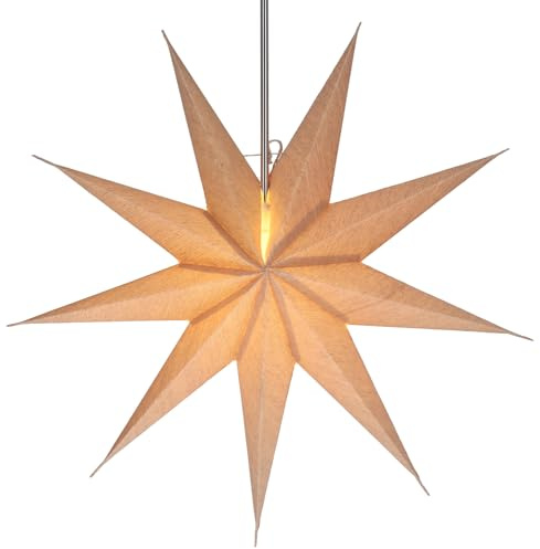 Faltbarer Advents Papierstern, 60 cm, hochwertig, Atlantis | Handgefertigter Papierstern mit Silberbronze, stimmungsvolle Deko, TÜV geprüft, einfache Montage.