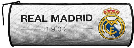 Real Madrid Portatodo Estuche Escolar para Niños HALA Madrid Forma Cilindrico Producto Oficial 22 x 8 cm