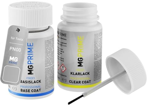 MG PRIME Billack lackstift för Tesla PN00 / NEU262E Quick Silver + klarlack