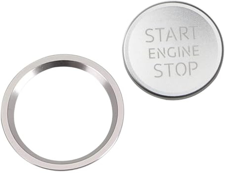 KUNIO Auto Startknopf Aufkleber passt für Audi A4 A6 A5 Q5 A7 Q7 Auto Startknopf Abdeckung Zündung Schalter Aufkleber Start Taste Trimm Dekor Auto Startknopf Dekorationsring 2PCS Silber