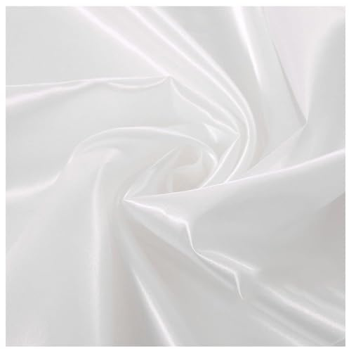 Seiden Satin Stoff Glanz Gewebe Meterware Kleidung Vorhang Mode Hochzeitsdeko Abendkleidung Karnevalskostümen und Röcken Deko Tischdecken zum Nähen von Kissen(Color:reines Weiß)