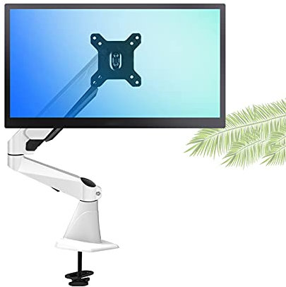 Monitor Desk Mount Single Monitor Desk Mount Long Arm Monitor Stand Mount With Gas Spring Wall-mounted Height Adjustable VESA Bracket for 15-27 Screen Computer Monitor Stand Holder (Color : White,