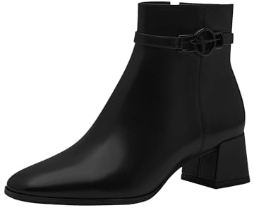 Tamaris Damen Absatzstiefelette Leder Blockabsatz bequem; BLACK, EU 39