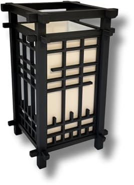 Japanese Shoji Style Lantern - Exquisite Japanese Decor for Home and Room | Unique Desk Lamp and Table Lamp Design | Mini Japanese Lantern Transforms Any Space (Jet Black)