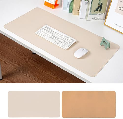Schreibtischunterlage aus PU-Leder und Kork, doppelseitig, Laptop-Mauspad, wasserdicht, Schreibtischunterlage für Büro, Zuhause, Schule (Beige, 100 x 50 cm)
