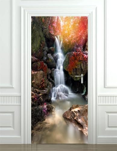 Türtapete Selbstklebend Wasserfall Fluss Steinbach 95 X 215 Cm Türtapete Selbstklebend Türposter,Fototapete Selbstklebend 3D Pvc Türaufkleber Diy Türbild,Türfolie Poster Tapete - Kinderzim -1T0G5B7D7I