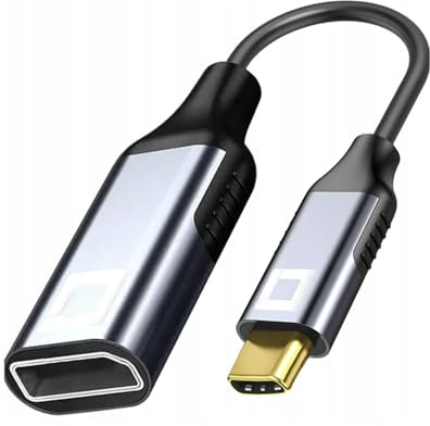 Co2 Adaptador USB-C a DisplayPort DP 8K/60Hz, 4K/120Hz, Full HD, Plug&Play, HDR dinámico, Cable unidireccional, Aluminio Gris Espacial, MHL, Compatible con iPhone, MacBook, iPad Pro, Samsung (8K).
