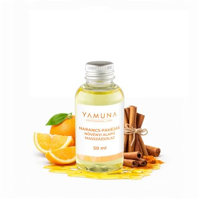 YAMUNA NATURAL BEAUTY Massageöl, 100% pflanzlich, Naturkosmetik aus Ungarn. Professionelles Öl – frei von Paraffin und Parabenen für eine erfrischende Massage.(50 ml) (Orange mit Zimt)