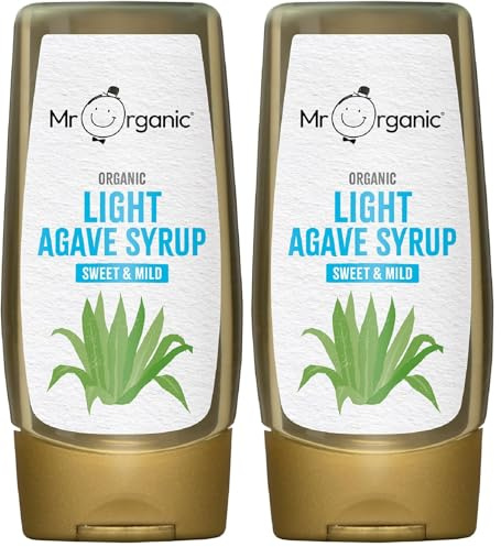Mr Organic - Organic Light Agave Syrup 250ml - Non GMO & Preservative Free - Gluten Free & Vegan - Made With Organic Agave Syrup - Pack of 2