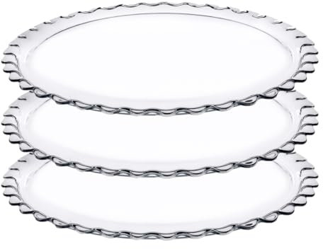 JUANIO Lot de 3 plat à tarte rond en verre transparent, plat à gâteau, plat de service - Diamètre 37 cm
