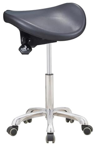 JAVPTAV Verstellbarer Sattelhocker, Arbeitsstuhl, ergonomisch, verstellbar, um 360° drehbar, Drehhocker for Ärzte, Massage, Spa, Salon, Rollhocker