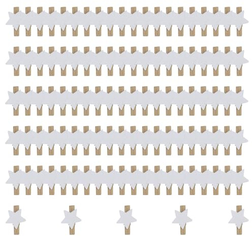 105 Stück Sternen Wäscheklammer Holz, Deko klammern Handwerk Clips - Weihnachten Holzklammern zum Foto Kleine Handwerk klammern für Weihnachten Party Dekoration Hochzeit Sternen