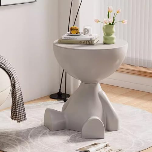 Virzen Beistelltisch, runder Couchtisch, süßer Sofa-Beistelltisch, Nachttisch, Kleiner Beistelltischs mit Akzent für Wohnzimmer, Schlafzimmer, Balkon, Moderne Nachttisch-Wohndekoration (Grau L)