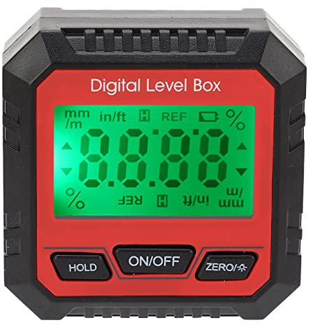 Mavaol Digitaler Neigungsmesser, hohe Genauigkeit, LCD-Display, Magnetfuß, für Zimmerei, Mauerwerk, Bau, DIY-Projekte (Red)