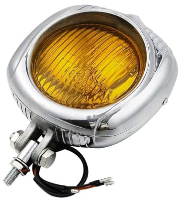 Moto Phare Assemblage Lentille Phare Électroline Rétro Adaptée pour Touring pour Sportster pour Chopper pour Bobber Vélos Personnalisés Plaque Phare Moto(Orange)