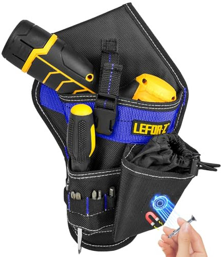 Fondina per trapano, resistente fondina per cintura degli attrezzi, supporto per trapano, custodia per trapano, adatta alla maggior parte dei trapani, nero/blu