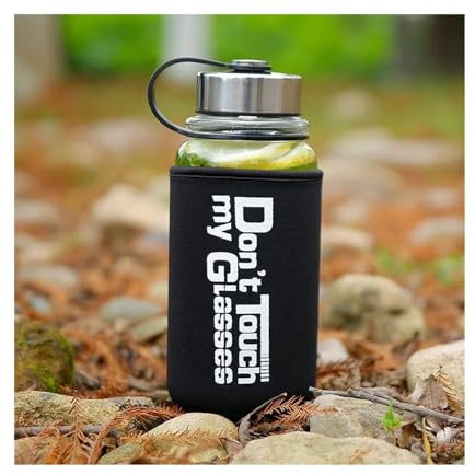 YBNSXP Botella de Agua Deportiva portátil de Vidrio de 1000 ml, a Prueba de Fugas, for Exteriores, Ciclismo, Viajes, Escalada, Camping, con Funda.(750ml)