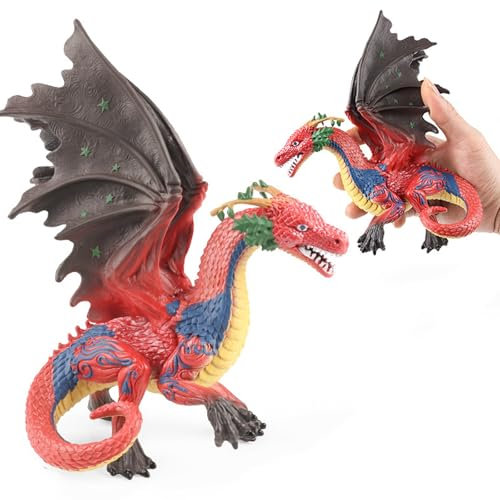 Bambola del Drago della Terra,Mini Dragon Toy Figures Modello di Drago terrestre in Plastica Giocattolo Realistico di Azione Bambola Regalo di Compleanno dei Bambini(Rosso)13 x 12.8 x 17cm (Lxlxh)