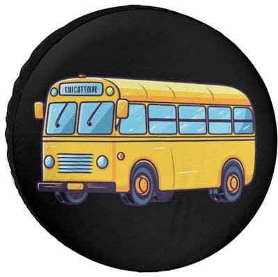 Reifentaschen Schulbus Personalisierte Reifentüten Waschbar Reifenabdeckungen Für SUV Auto Caravan 16 inch