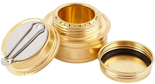 Glixoft Alcohol Burner Brass Alcohol Burner Alcohol Stove Core Efficient Burner Cooktop with Flame Regulator Camp Stove with Fuel Storage