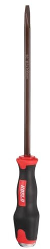 Kvartsman SL8 spårskruvmejsel 30 cm (12,99 tum) värmebehandlat S2 legeringsstål med ergonomiskt handtag för gör-det-själv-reparationer, rödbrun