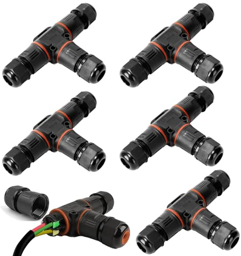 Cokritsm 5 Stück Kabelverbinder Wasserdicht IP68 T-Form Verteilerdose 3-Wege, 3-polig Erdkabel Verbindungsmuffe für Ø3-12 mm Kabeldurchmesser, Außenverteilerdose Schwarz