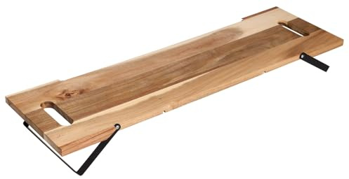 matrasa Servierplatte aus Akazienholz mit Klappfüßen - Holzbrett Etagere Serviertablett 67x20x7cm