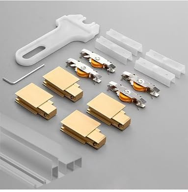 5mm/8mm Sliding Door Track Accessories, Glass Track Three-Piece Set for Sliding Doors, Display Cabinets, Cupboards, Bookcases(Gold)