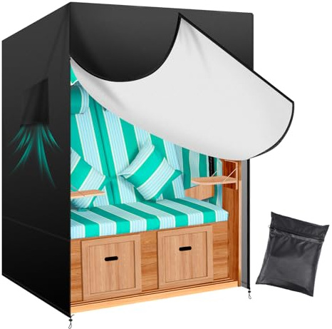 Novelfun Funda protectora Oxford 420D impermeable para sillón de playa, resistente a los rayos UV, 120 x 90 x 160/145 cm