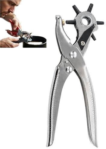 Juego De Perforadora De Cuero Rotativa Basics,Sacabocados Para Cuero De Golpe,Herramienta De Punzonado Con Varios Tamaños De Agujero,Para Cuero,Cinturones,Cartón Y Manualidades,Color Plata