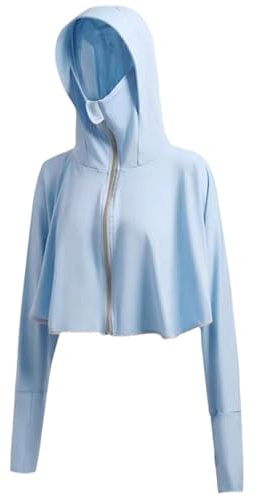 Veste Solaire pour Femme UPF 50+ Vêtements de Protection Solaire légers avec Capuche rafraîchissante, vêtements de Protection UV avec Trous pour Les Pouces et Capuche pour Masque pour Les activités d