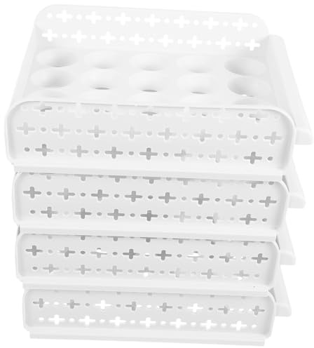 Contenitore per Uova Impilabile a 4 Strati Bianco in Pp | Design a Scanalature, Facile da Rimuovere, Salva Spazio, Fissaggio del Vassoio, per Frigoriferi e Armadi Stile Casuale
