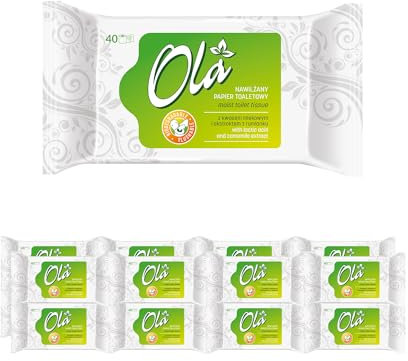 OLA Carta Igienica Inumidita con Estratto di Camomilla e Acido Lattico - Combinazione Carta Inumidita e Salvietta - Pelli Sensibili - 16x40 Pz - 640 Pz