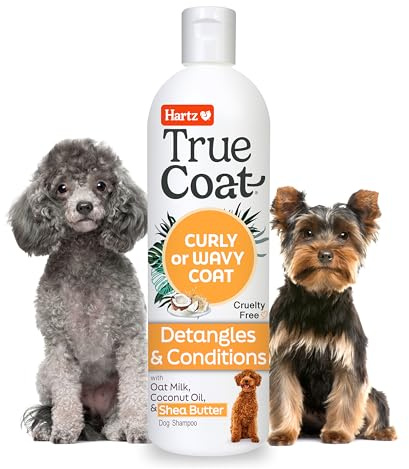 True Coat Curly or Wavy Dog Shampoo, 5 in 1 Detangles & Conditions with Oat Milk, Coconut Oil & Shea Butter, 16 oz