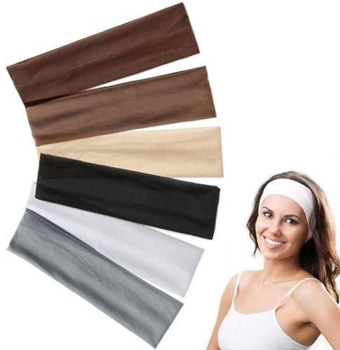 6 Stück Haarband Damen, Haarbänder Frauen, Stirnband Damen Sommer, Elastisches Sport Stirnband, Antirutsch, für Training, Yoga, Laufen, Radfahren, Pilates (Mehrfarbig)