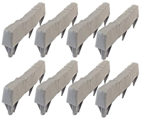 Bordura da giardino effetto pietra, bordura da giardino da 33,5 cm, senza scavo, effetto mattonis finti per aiuole, cortili, vialetti, prati, uso decorativo per esterni, resistente alle intemperie.