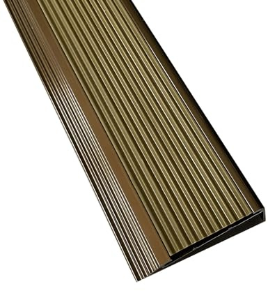 120/150cm Profilo per Bordi Scale in Alluminio Marrone, Profilo Angolare in Gomma Antiscivolo, Protezione per Bordi di Scale Impermeabile 5cm(140cm/55in)