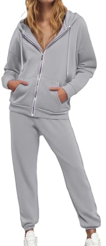 Conjunto Chandal Mujer Completo Casual Dos Piezas Deportivos Chaquetas Manga Larga con Capucha y Cremallera Pantalones con Cintura Elástica 2025 Chándal Invierno para Fitness Jogging Carnaval
