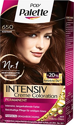 Poly Palette Intensiv Creme Coloration, 650 Kastanie Stufe 3, 3er Pack (3 x 115 ml)