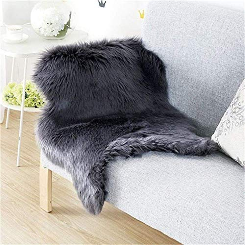 YDFYX Faux Pelliccia di Agnello di Pecora Tappeto,Pelliccia Sintetica Tappeto Vello di Pecora, per soggiorno, lunga pelliccia morbida, soffice, tappetino per il letto, divano (Nero, 75 x 120cm)